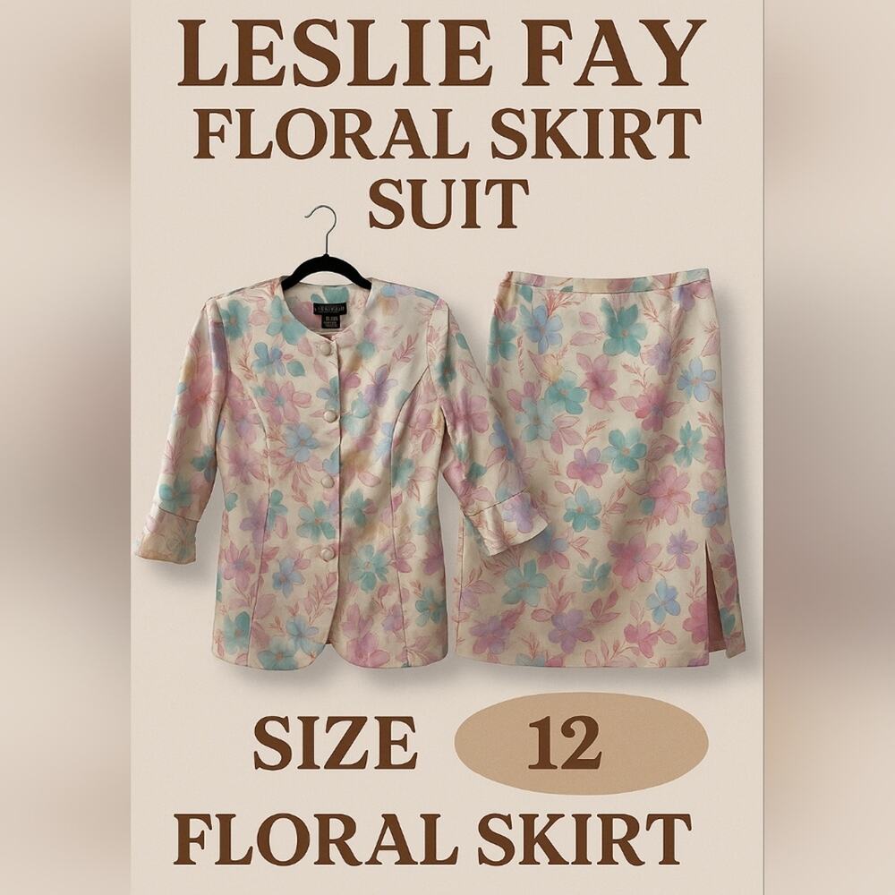 Vintage Leslie Fay Floral Skirt Suit – Size 12